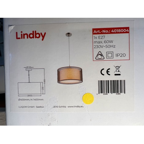 Lindby - Riippuvalaisin NICA 1xE27/60W/230V