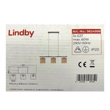 Lindby - Riippuvalaisin ZALIA 3xE27/60W/230V