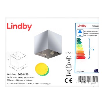 Lindby - Seinävalaisin NEHLE 1xG9/33W/230V