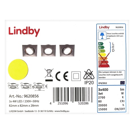 Lindby - SETTI 3x LED upotettava valo ANDREJ LED/4W/230V