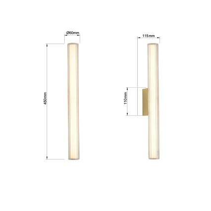 LED Kylpyhuoneen peilivalaisin LINEA LED/8W/230V 3000/4000/6000K IP44 45 cm kultainen