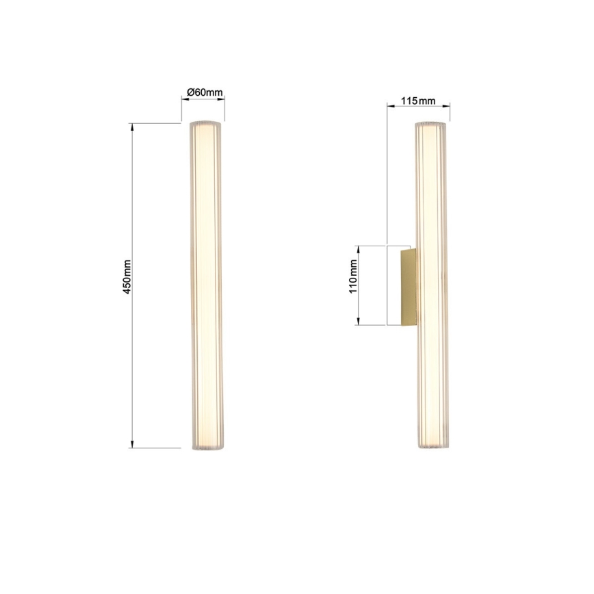 LED Kylpyhuoneen peilivalaisin LINEA LED/8W/230V 3000/4000/6000K IP44 45 cm kultainen
