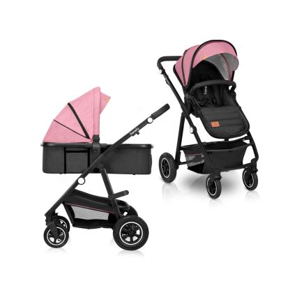 Lionelo - 2-in-1 yhdistelmävaunut AMBER Pink Rose