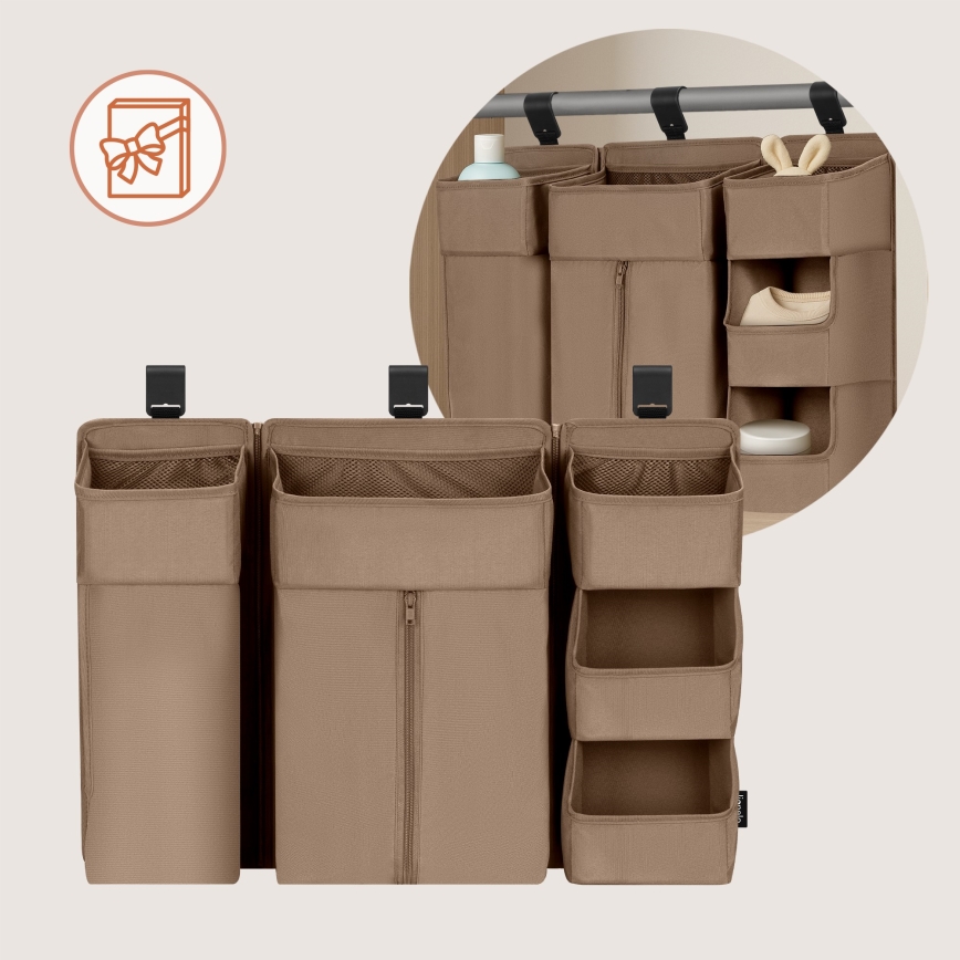 Lionelo - 3-in-1 pinnasängyn sivutasku SIDEPOCKET Beige
