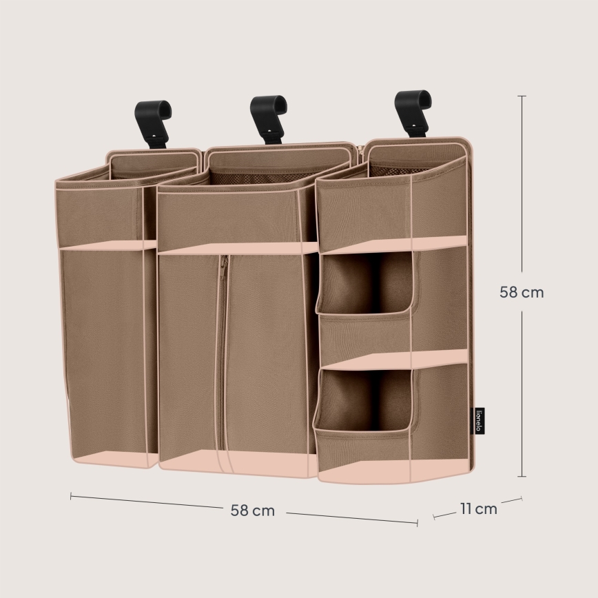 Lionelo - 3-in-1 pinnasängyn sivutasku SIDEPOCKET Beige