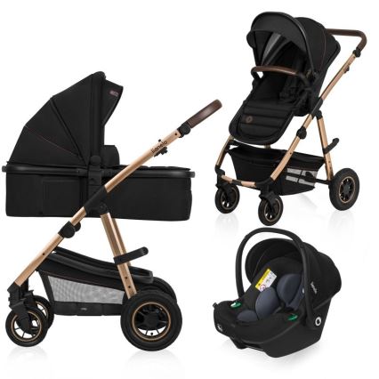 Lionelo - 3-in-1 yhdistelmävaunut AMBER Black Onyx