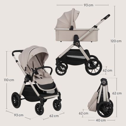 Lionelo - 3-in-1 yhdistelmävaunut LAYLA Beige Sand