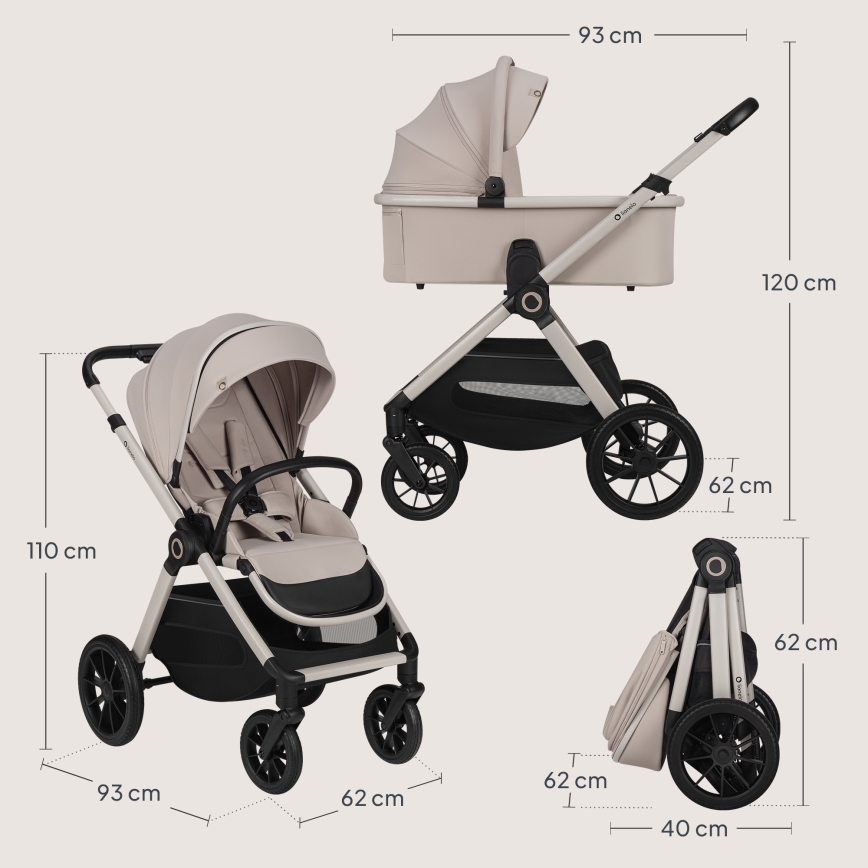 Lionelo - 3-in-1 yhdistelmävaunut LAYLA Beige Sand