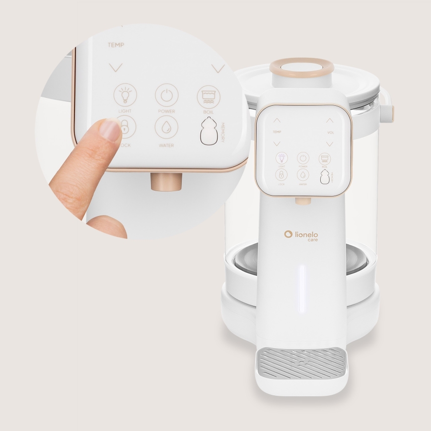 Lionelo - Äidinmaidonkorvikkeen valmistin BABYPRESTO 2.0 1200W/230V Valkoinen