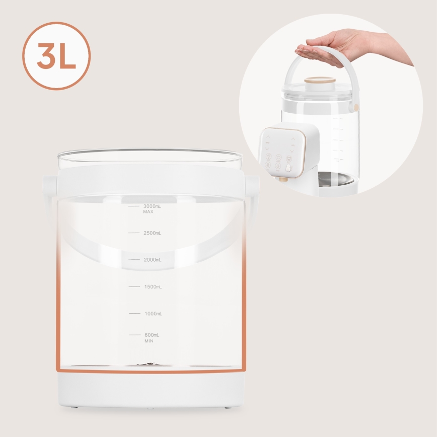 Lionelo - Äidinmaidonkorvikkeen valmistin BABYPRESTO 2.0 1200W/230V Valkoinen
