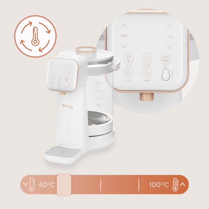 Lionelo - Äidinmaidonkorvikkeen valmistin BABYPRESTO 2.0 1200W/230V Valkoinen