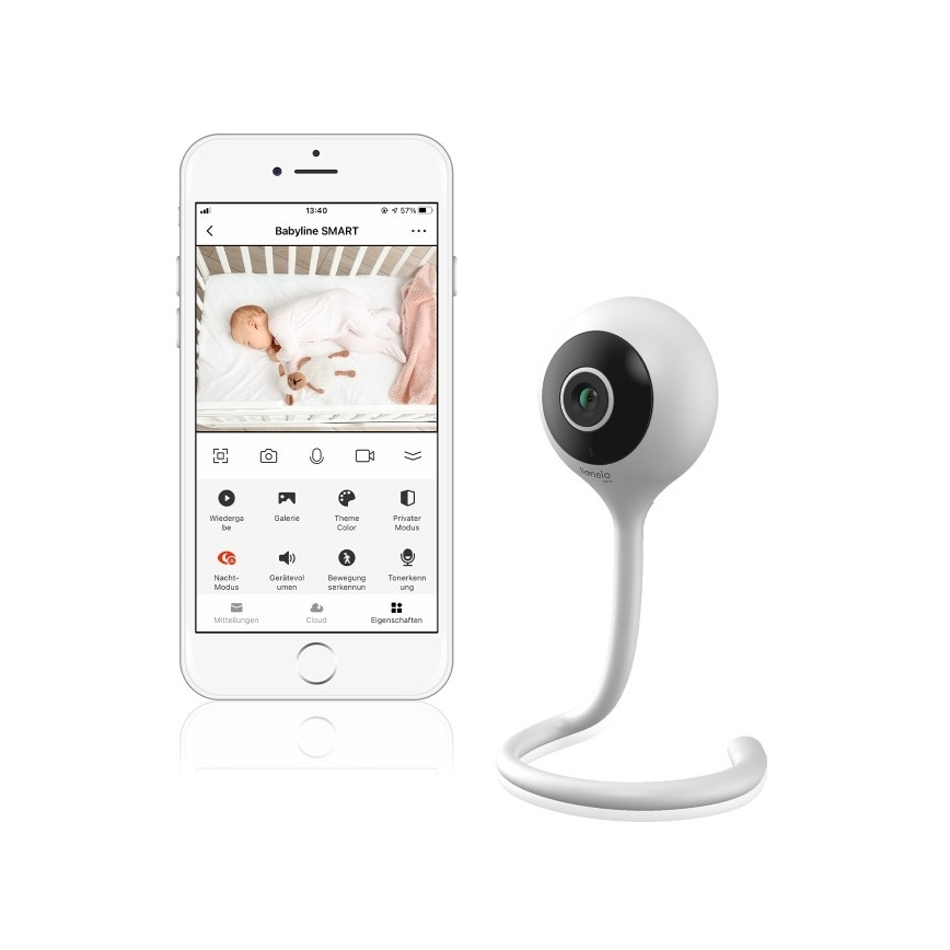 Lionelo - Älykäs vauvamonitori BABYLINE SMART Wi‑Fi, valkoinen