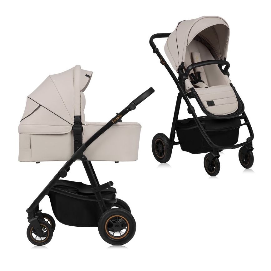Lionelo – AMBER PLUS yhdistelmävaunut 2‑in‑1, beigen sävy