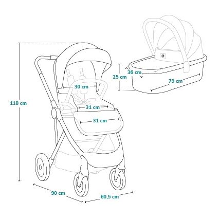 Lionelo – AMBER PLUS yhdistelmävaunut 2‑in‑1, beigen sävy