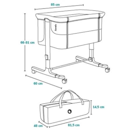 Lionelo - AURORA 3-in-1 pinnasänky, harmaa grafiitti