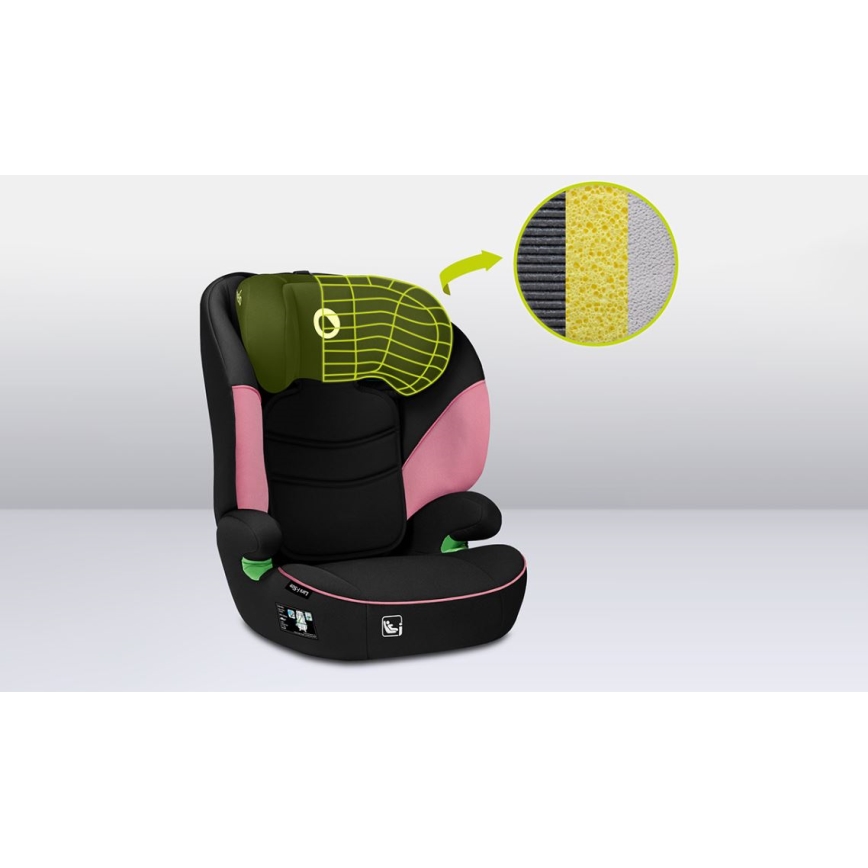 Lionelo - Autonistuin LARS i-Koko 100-150 cm musta/vaaleanpunainen