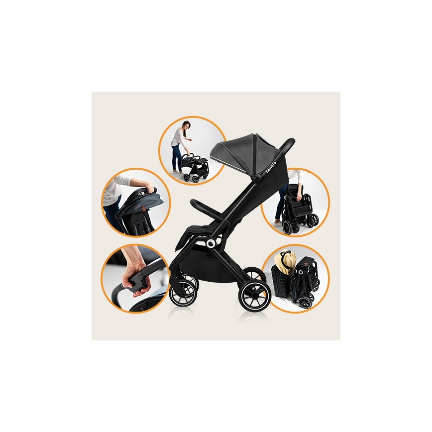 Lionelo - CLOE urheiluvaunut musta/harmaa