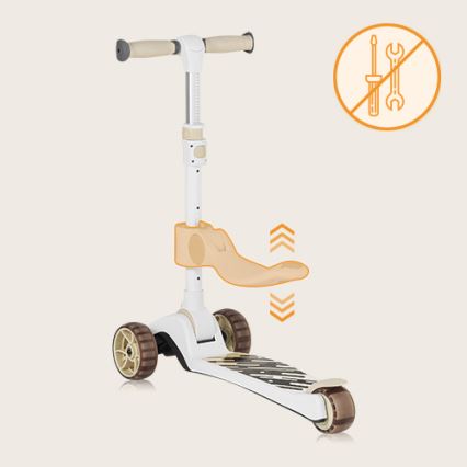 Lionelo - FRANKY lasten 2-in-1 potkulauta, valkoinen/beige