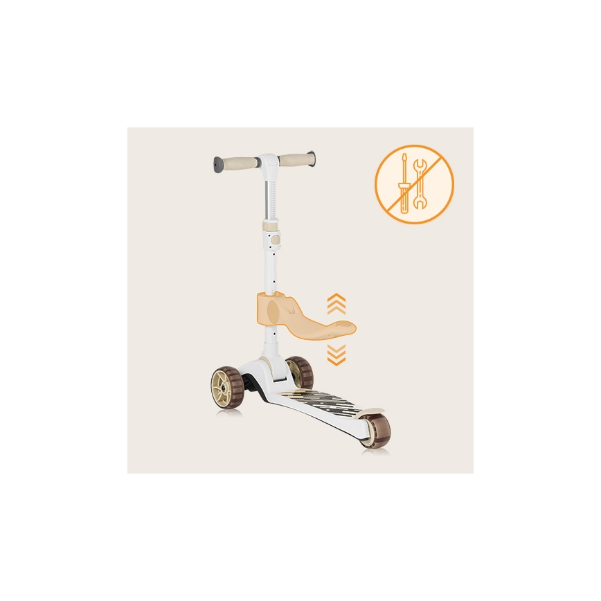 Lionelo - FRANKY lasten 2-in-1 potkulauta, valkoinen/beige