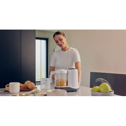 Lionelo - Höyrykeitin 5-in-1 BABYMENU 110W/230V valkoinen/harmaa