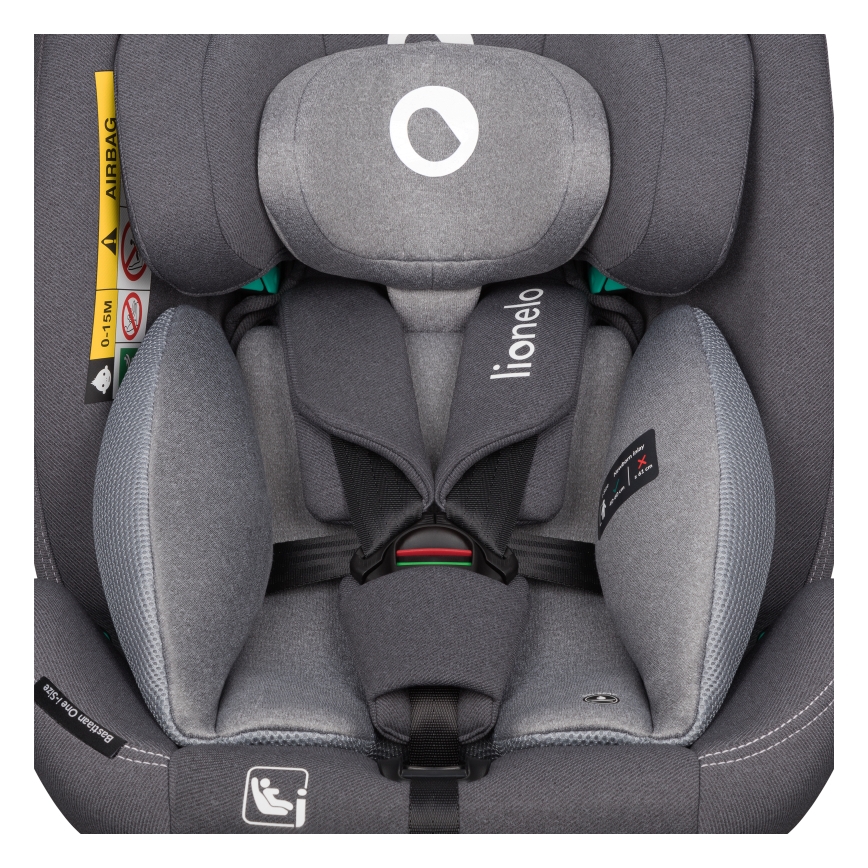Lionelo - Kääntyvä auton turvaistuin jalustalla BASTIAAN ONE i-Size 40-150 cm Grey Stone