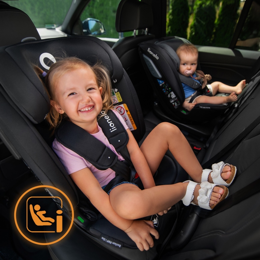 Lionelo - Käännettävä turvaistuin jalustalla BASTIAAN i-Size 40-150 cm Black Carbon