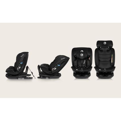 Lionelo - Käännettävä turvaistuin jalustalla BASTIAAN i-Size 40-150 cm Black Carbon