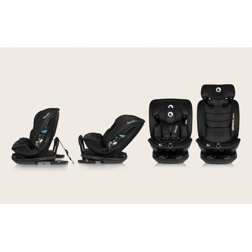 Lionelo - Käännettävä turvaistuin jalustalla BASTIAAN i-Size 40-150 cm Black Carbon