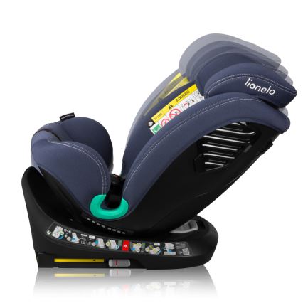 Lionelo - Kääntyvä turvaistuin jalustalla BASTIAAN ONE i-Size 40-150 cm laivastonsininen