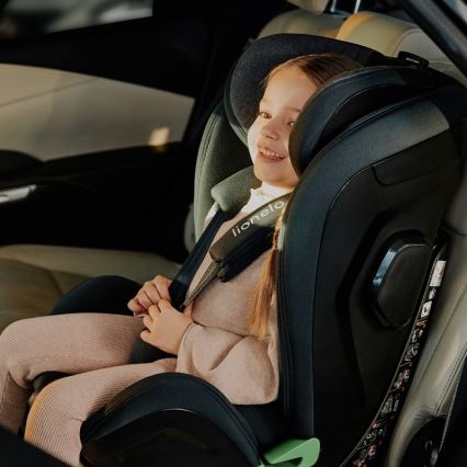 Lionelo - Käännettävä turvaistuin jalustalla HARPER i-Size 76-150 cm Black Carbon