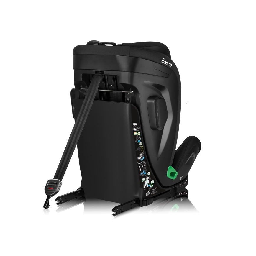 Lionelo - Käännettävä turvaistuin jalustalla HARPER i-Size 76-150 cm Black Carbon