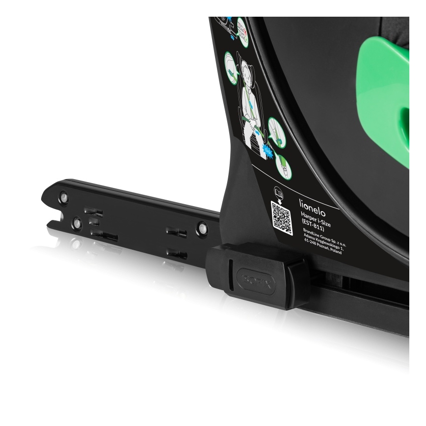 Lionelo - Käännettävä turvaistuin jalustalla HARPER i-Size 76-150 cm Black Carbon