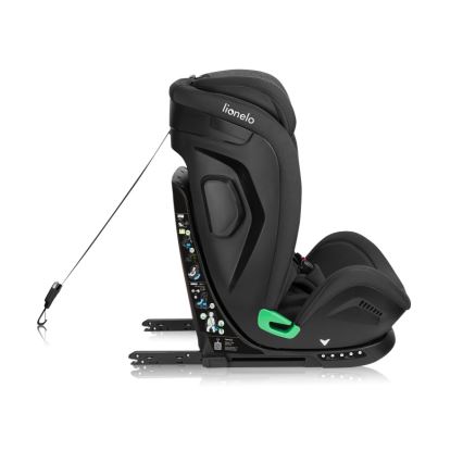 Lionelo - Käännettävä turvaistuin jalustalla HARPER i-Size 76-150 cm Black Carbon