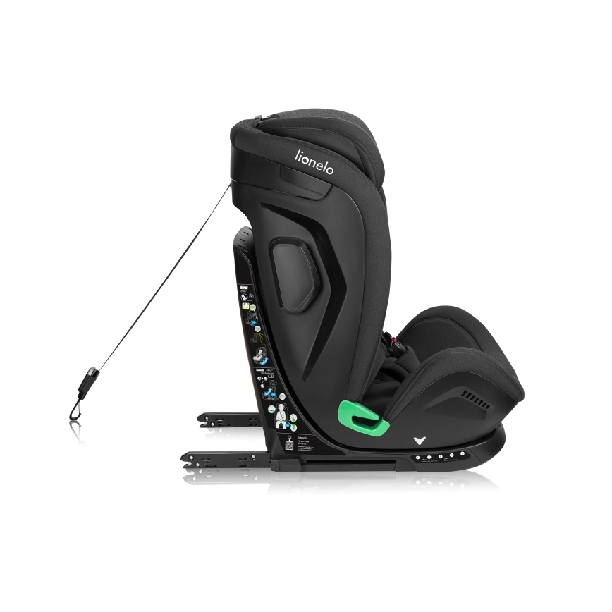 Lionelo - Käännettävä turvaistuin jalustalla HARPER i-Size 76-150 cm Black Carbon