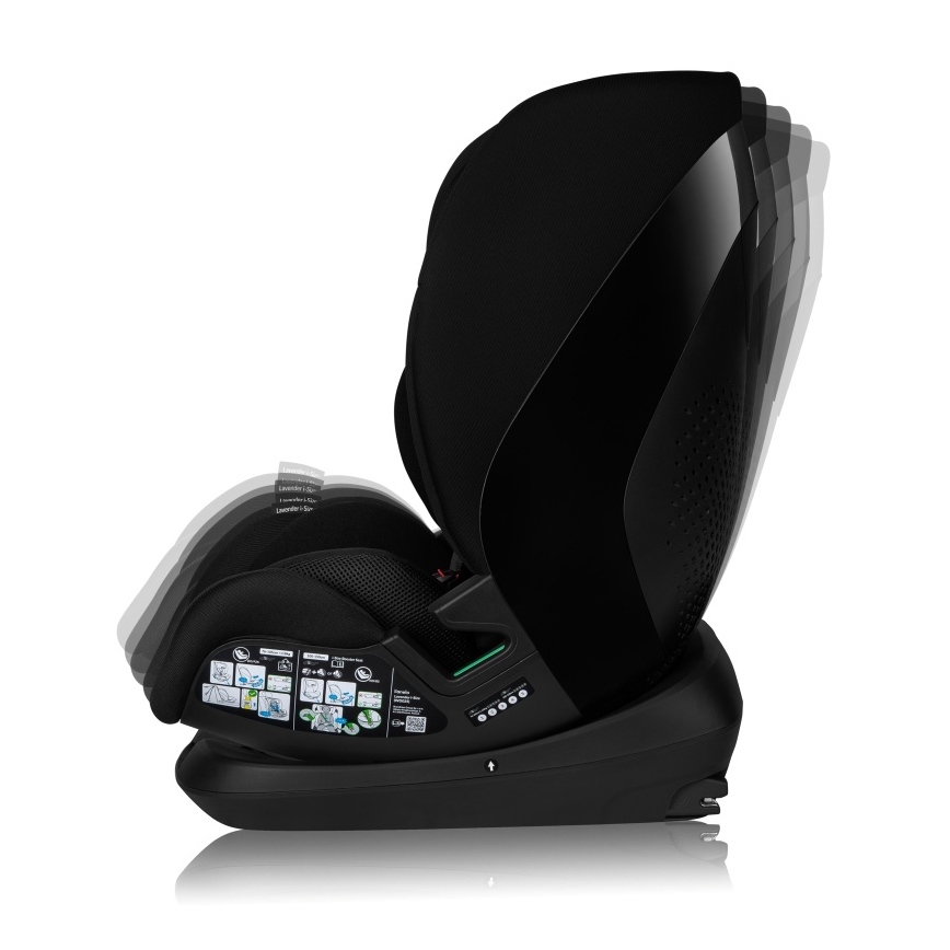 Lionelo - Kääntyvä lasten turvaistuin telakalla LAVENDER i-Size 76-150 cm hiilimusta