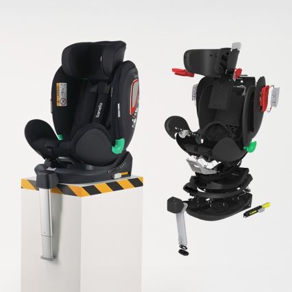 Lionelo - Kääntyvä turvaistuin jalustalla ANTOON PLUS i-Size 40-105 cm Musta Onyx