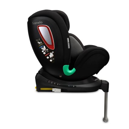Lionelo - Kääntyvä turvaistuin jalustalla ANTOON PLUS i-Size 40-105 cm Musta Onyx