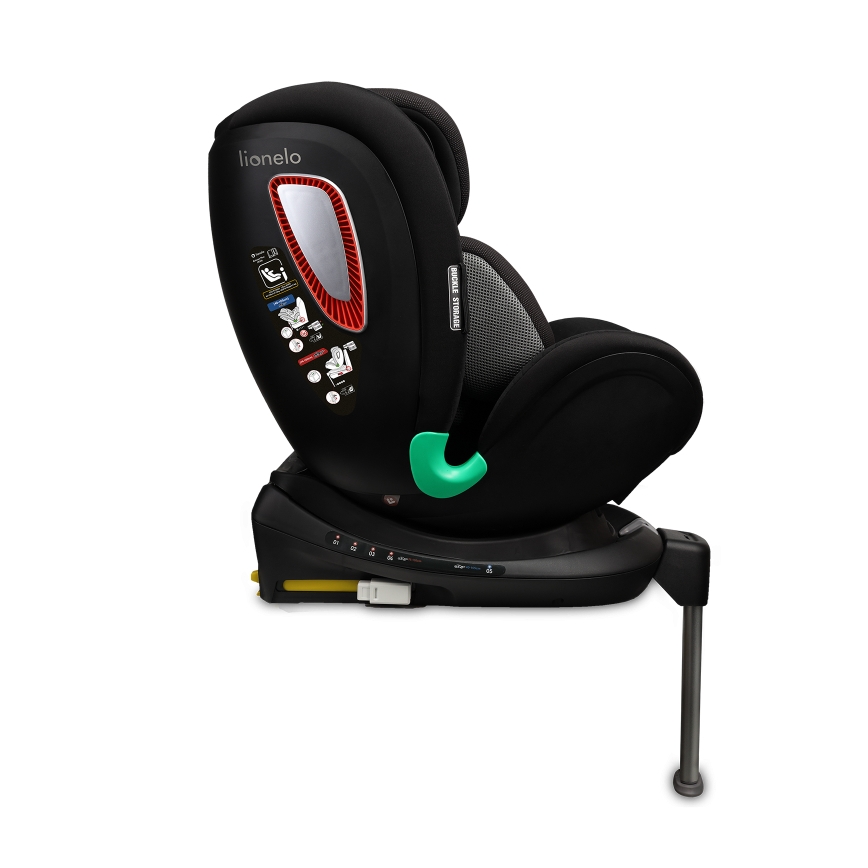 Lionelo - Kääntyvä turvaistuin jalustalla ANTOON PLUS i-Size 40-105 cm Musta Onyx