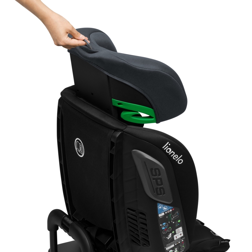 Lionelo - Kääntyvä turvaistuin jalustalla BASTIAAN i-Size 40-150 cm Grey Stone