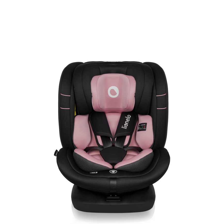 Lionelo - Kääntyvä turvaistuin jalustalla BASTIAAN i-Size 40-150 cm Pink Rose