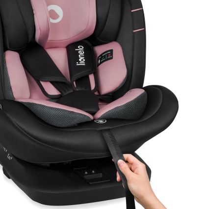 Lionelo - Kääntyvä turvaistuin jalustalla BASTIAAN i-Size 40-150 cm Pink Rose