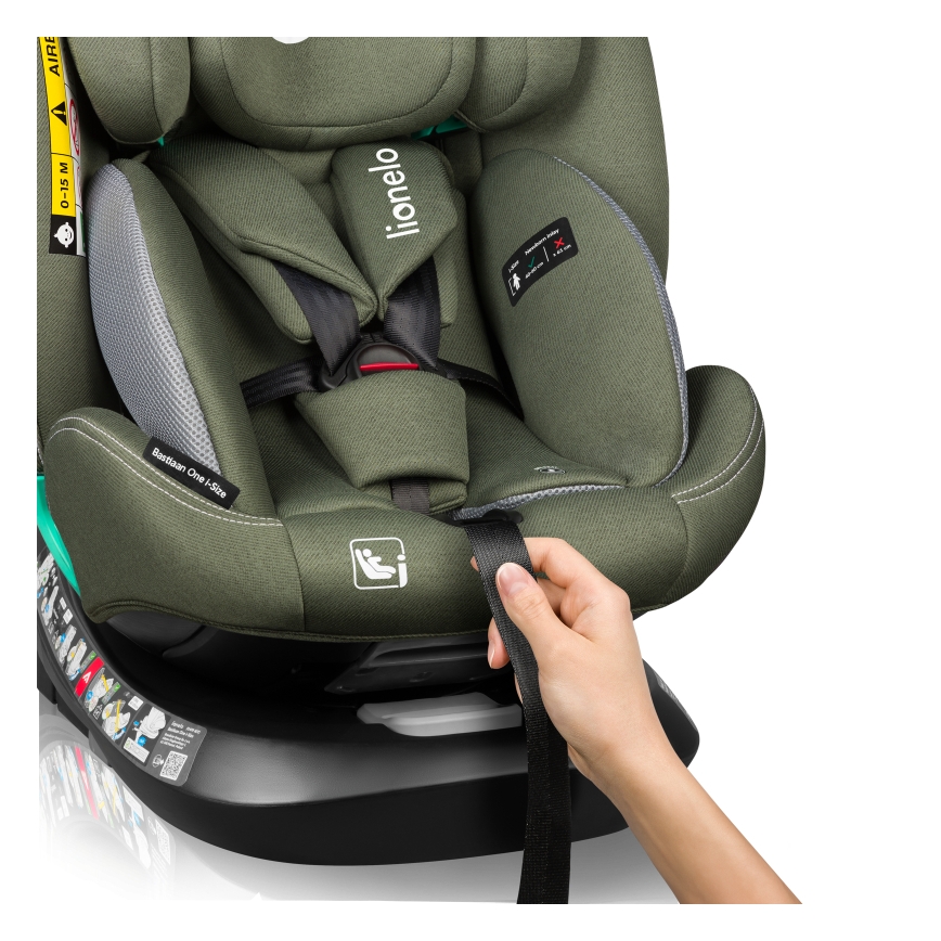 Lionelo - Kääntyvä jalustallinen turvaistuin BASTIAAN ONE i-Size 40-150 cm Vihreä oliivi