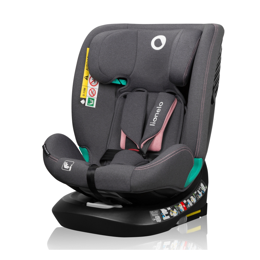 Lionelo - Kääntyvä auton turvaistuin jalustalla BASTIAAN ONE i-Size 40-150 cm Pink Rose