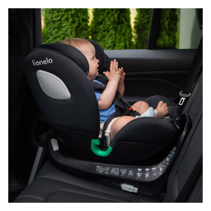 Lionelo - Kääntyvä turvaistuin jalustalla BRAAM i-Size 40-150 cm Black Carbon