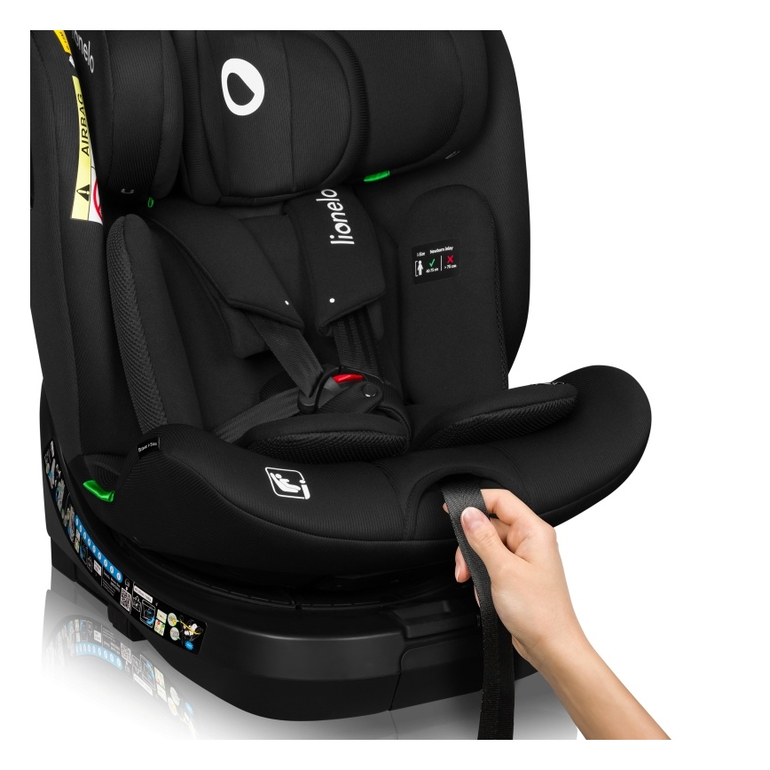 Lionelo - Kääntyvä turvaistuin jalustalla BRAVE i-Size 40-150 cm Black Carbon