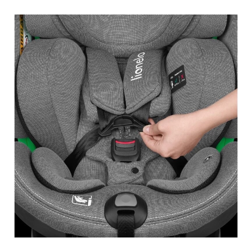 Lionelo - Kääntyvä turvaistuin jalustalla HARMONY i-Size 40–150 cm musta/harmaa