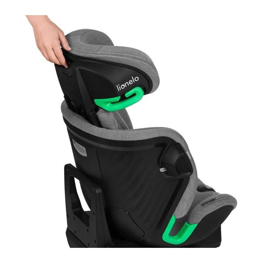 Lionelo - Kääntyvä turvaistuin jalustalla HARMONY i-Size 40–150 cm musta/harmaa
