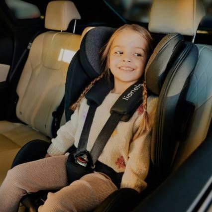 Lionelo - Kääntyvä turvaistuin jalustalla HARPER i-Size 76-150 cm Musta Carbon