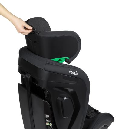 Lionelo - Kääntyvä turvaistuin jalustalla HARPER i-Size 76-150 cm Musta Carbon