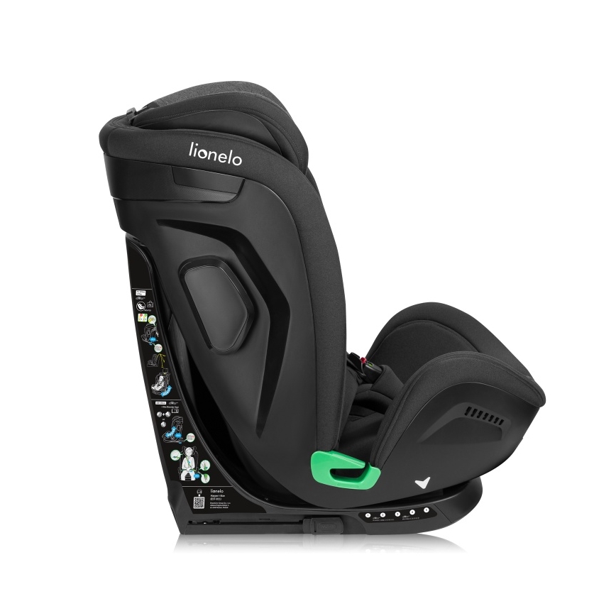 Lionelo - Kääntyvä turvaistuin jalustalla HARPER i-Size 76-150 cm Musta Carbon